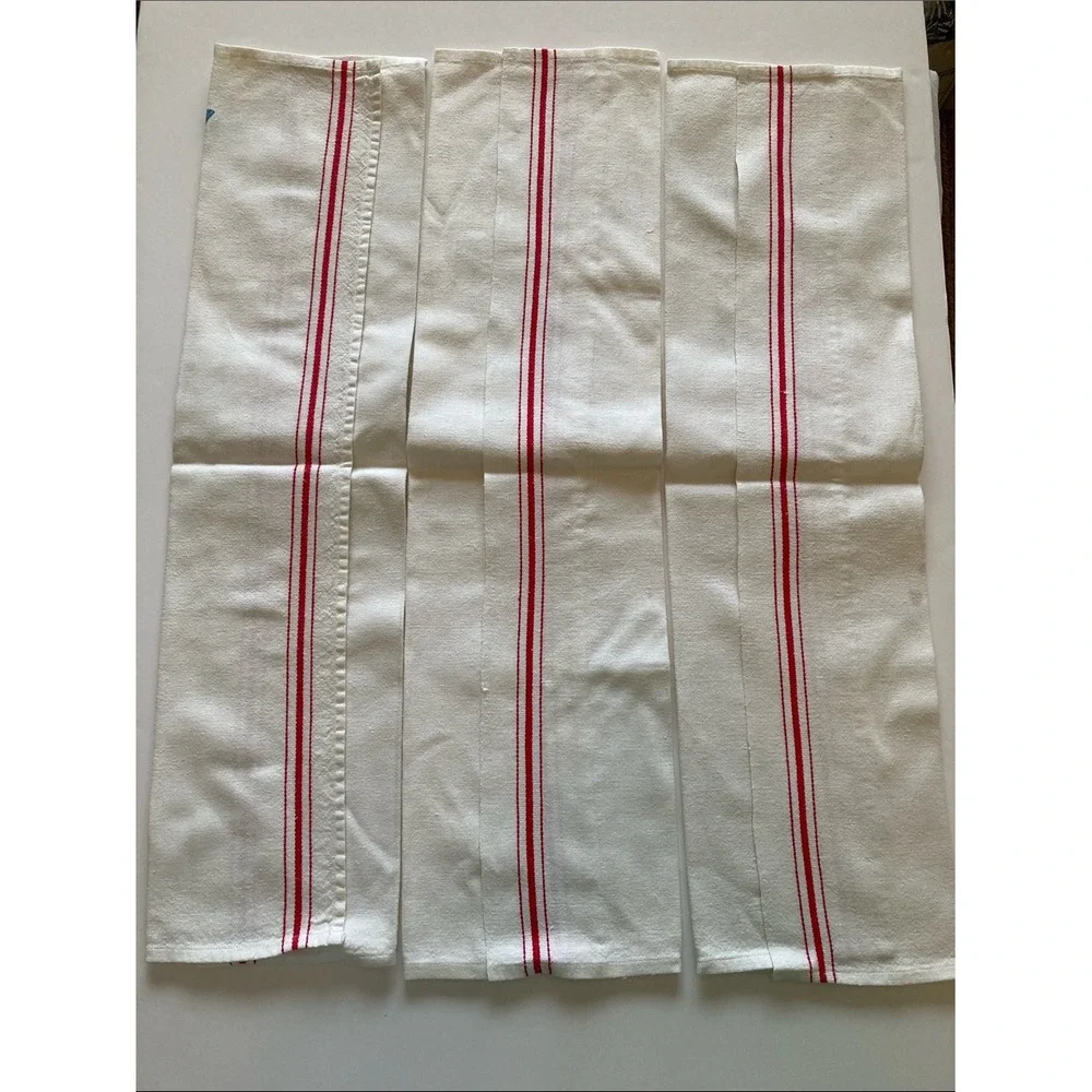 Vintage Kitty‎ Days of the Week Printed Tea Towels Set of 3 White Cotton 16x25